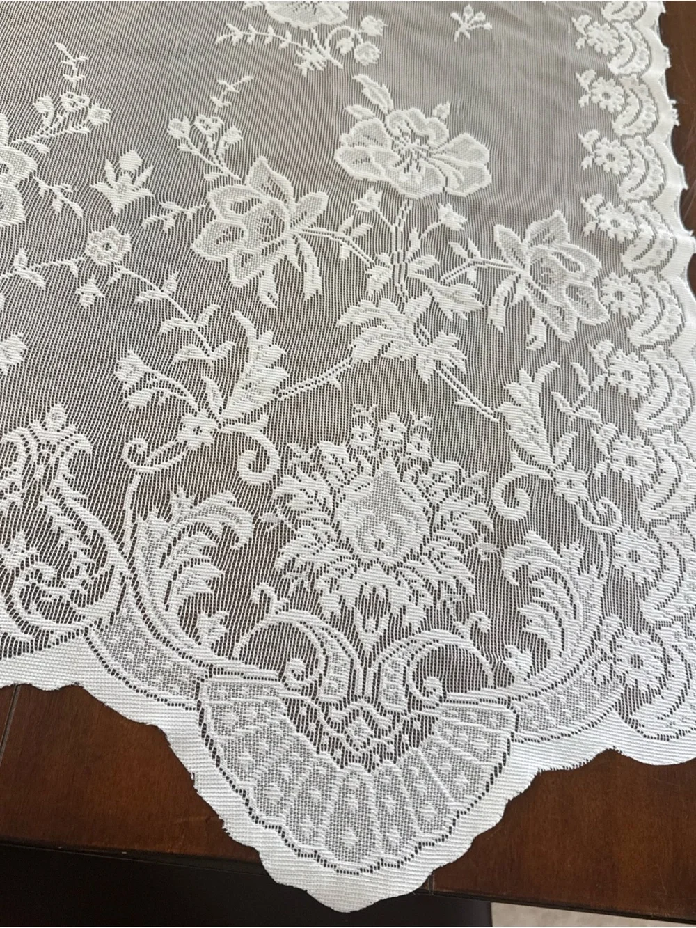Vintage Lace Curtain Panel Fabric Lot 2 Panels 60x58, Valance 30x25 Craft Sewing